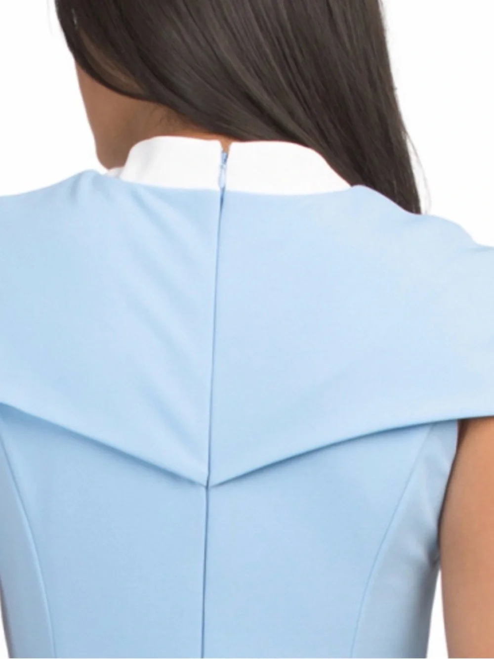 ALEXIA ADMOR LIGHT BLUE TATI CONTRAST COLLAR CAPE MIDI SHEATH DRESS S NWT
